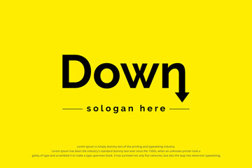 Down Word Abstract Vector Logo Design, Corporate Business Logo Suitable For All Business.