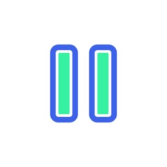 Pause button icon vector, filled flat sign, bicolor pictogram, ui pause green and blue colors. Symbol, logo illustration
