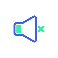 Sound mute icon vector, filled flat sign, bicolor pictogram, audio silent green and blue colors. Symbol, logo illustration