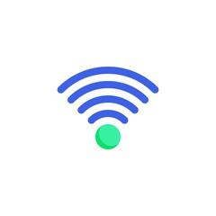 Wifi signal icon vector, filled flat sign, wireless connection bicolor pictogram, green and blue colors. Symbol, logo illustration