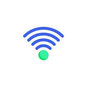 Wifi signal icon vector, filled flat sign, wireless connection bicolor pictogram, green and blue colors. Symbol, logo illustration