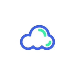 Cloud computing icon vector, filled flat sign, UI cloud bicolor pictogram, green and blue colors. Symbol, logo illustration