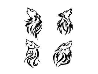 Wolf Head Icon Vector illustration. wolf face symbol. tattoo sign, emblem isolated on white background, Flat style for t-shirt graphic and silhouette, logo. EPS10.