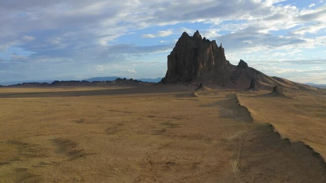 Approaching Rock formation, Sunset, Shiprock, New Mexico