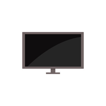 Modern lcd or plasma tv with big screen icon flat vector illustration isolated.