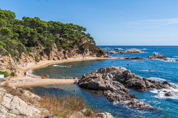 Views of "Estreta" cove Beach in Calella de Palafrugell.