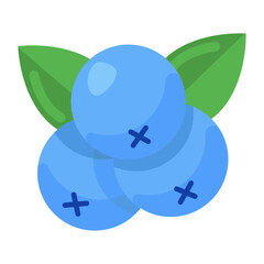 
Blueberries with leaves, editable vector 
