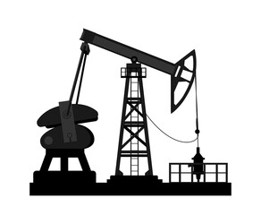 Isolated oil pump, pumping unit, oil well. Vector illustration, flat style