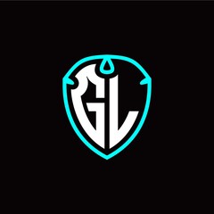 Initial G L letter with shield modern style logo template vector