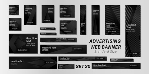 web banner standard size, abstract vector background for advertising.