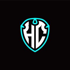 Initial H C letter with shield modern style logo template vector