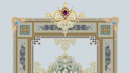 Decorated with elegant and luxurious patterns. Rococo, Baroque style, retro elements, invitation cards, textiles, wrapping paper and fabric design.