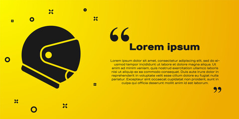 Black Helmet icon isolated on yellow background. Extreme sport. Sport equipment. Vector Illustration.