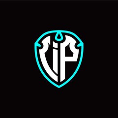 Initial I P letter with shield modern style logo template vector