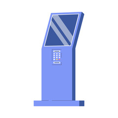 Digital interactive service electronic kiosk flat vector illustration isolated.