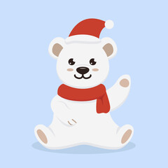 Ice polar bear Christmas mascot design illustration