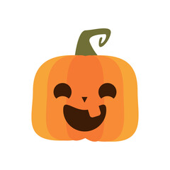 halloween pumpkin with face flat style icon