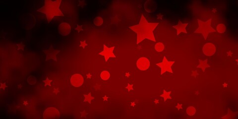 Dark Red vector texture with circles, stars. Abstract design in gradient style with bubbles, stars. Texture for window blinds, curtains.