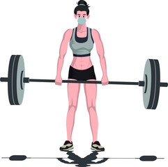 A woman holding barbell for building her hand muscles illustration