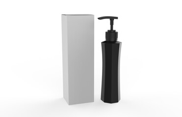 Cosmetic plastic bottle with dispenser pump. Liquid container for gel, lotion, cream, shampoo, bath foam. Beauty product package. 3d illustration.