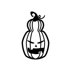 halloween pumpkin with long head line style icon