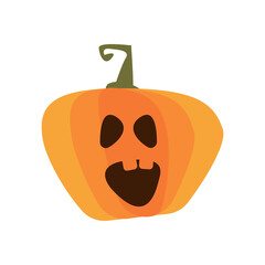 halloween pumpkin with face flat style icon