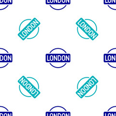 Blue London sign icon isolated seamless pattern on white background. Vector.