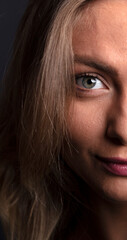 portrait of a young woman, shooting in a photo studio