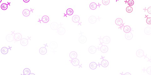 Light Purple, Pink vector background with woman symbols.