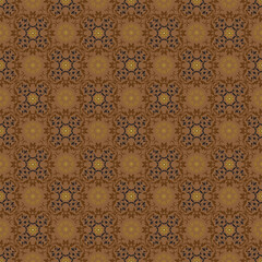 Vintage flower pattern on Solo batik with smooth dark brown color design.