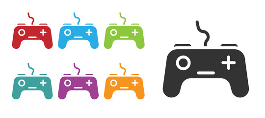 Black Gamepad icon isolated on white background. Game controller. Set icons colorful. Vector. © Kostiantyn