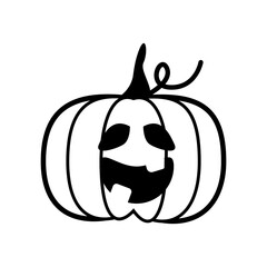 halloween pumpkin with face line style icon