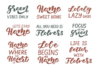 Home sweet home hand drawn lettering set