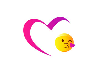 Heart emoji Icon Vector illustration. Perfect Hearts Love symbol. Valentine's Day kiss sign, emblem isolated on white background, Flat style for graphic and web design, logo.
