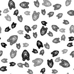 Black Bear head icon isolated seamless pattern on white background. Vector.