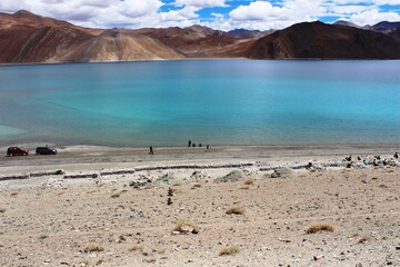Serene view of Pangong lake in Ladakh region of India