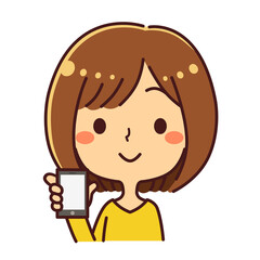 女性　スマホ　イラスト