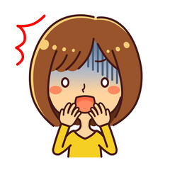 女性　ショック　驚く　イラスト