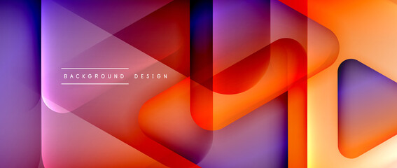 Triangle shapes geometric abstract background. 3D shadow effects and fluid gradients. Modern overlapping forms wallpaper for your text message