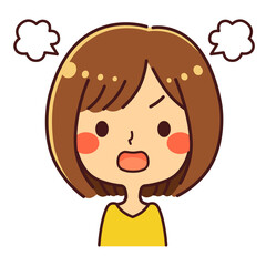 女性　怒る　ぷんぷん　イラスト
