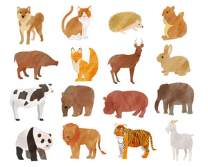 Animal illustration material set / vector