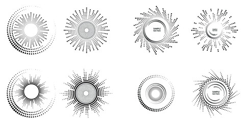Halftone dots in circle form. round logo . vector dotted frame . design element