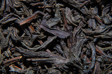 Closeup of dried tea leaves, pattern, texture, background