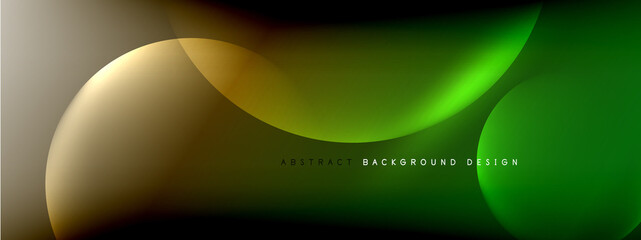 Vector abstract background liquid bubble circles on fluid gradient with shadows and light effects. Shiny design templates for text