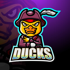 Pirate duck mascot esport logo design