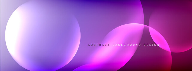 Vector abstract background liquid bubble circles on fluid gradient with shadows and light effects. Shiny design templates for text