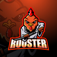 Fototapeta na wymiar Samurai rooster mascot esport logo design