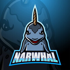 Narwhal mascot esport logo design © frescostudio