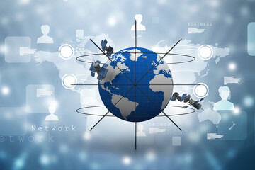 3d illustration Space satellite orbit with globe
