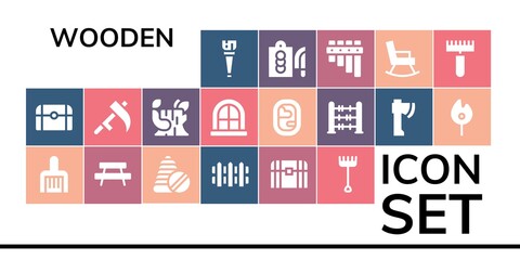 Modern Simple Set of wooden Vector filled Icons